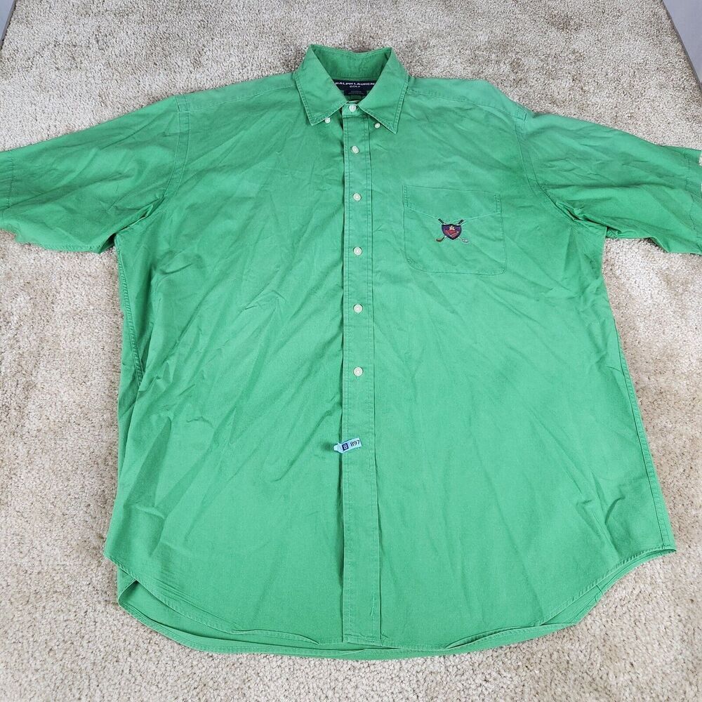 Ralph Lauren Golf Shirt Mens L GREEN Short Sleeve Tilden Cotton Crest #489